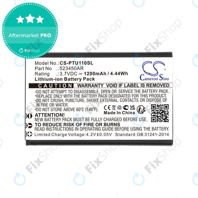 Bateria do Panasonic Kx-Tf200, Kx-Tu110, 1200mAh, Li-Ion, 3.7V, 523450AR, HQ