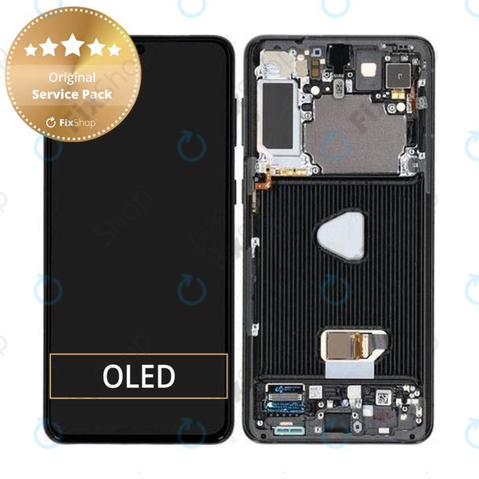 Wyświetlacz do Samsung S21 Plus G996B, Ekran dotykowy z ramką, GH82-24554A, GH82-24553A, GH82-27267A, Phantom Black, Genuine Service Pack