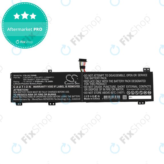 Bateria do Lenovo Legion 5, 5 Pro, 7, 7i, R7000p, 5100mAh, Li-Pol, 15.36V, L20C4PC1, HQ