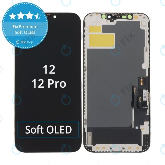 Wyświetlacz Soft OLED dla iPhone 12, 12 Pro, Ekran dotykowy z ramką, DIAGNOSTIC