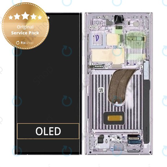 Wyświetlacz do Samsung S23 Ultra S918B, Ekran dotykowy z ramką, Lawendowy, Lavender, GH82-30466D, GH82-30465D, Genuine Service Pack