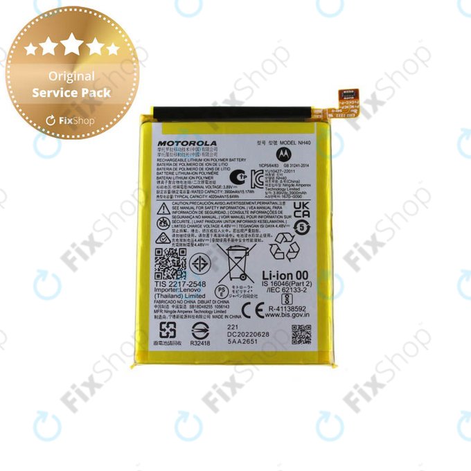 Bateria do Motorola Moto E22i, NH40 4020mAh, SB18D48255, Genuine Service Pack
