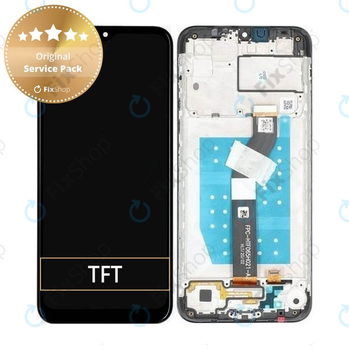 Wyświetlacz do Motorola Moto G8 Power Lite, Ekran dotykowy z ramką, 5D68C16532, 55D68C18031, Czarny, Black, Genuine Service Pack