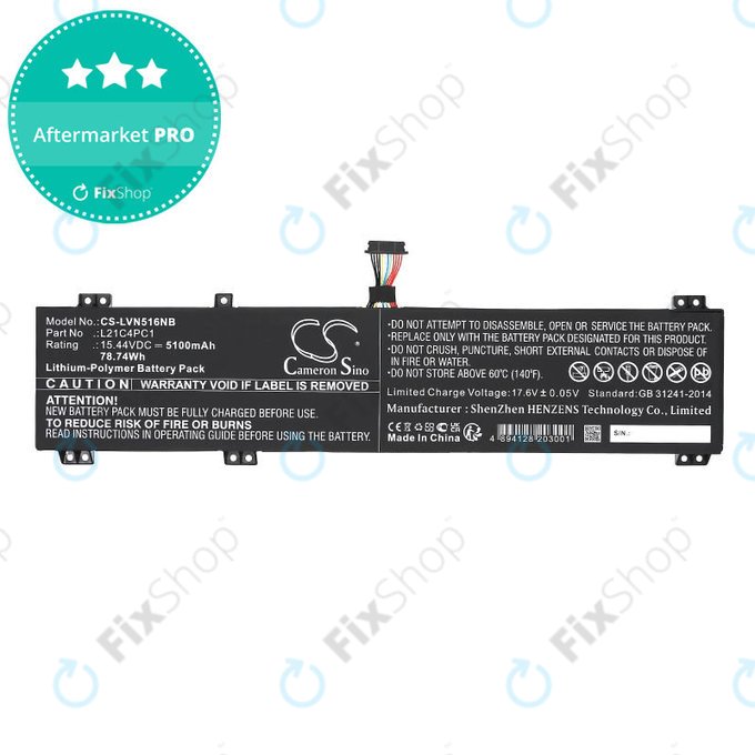 Bateria do Lenovo Legion 5 15ARH7H, 82RD0002SB, 5100mAh, Li-Pol, 15.44V, L21C4PC1, HQ