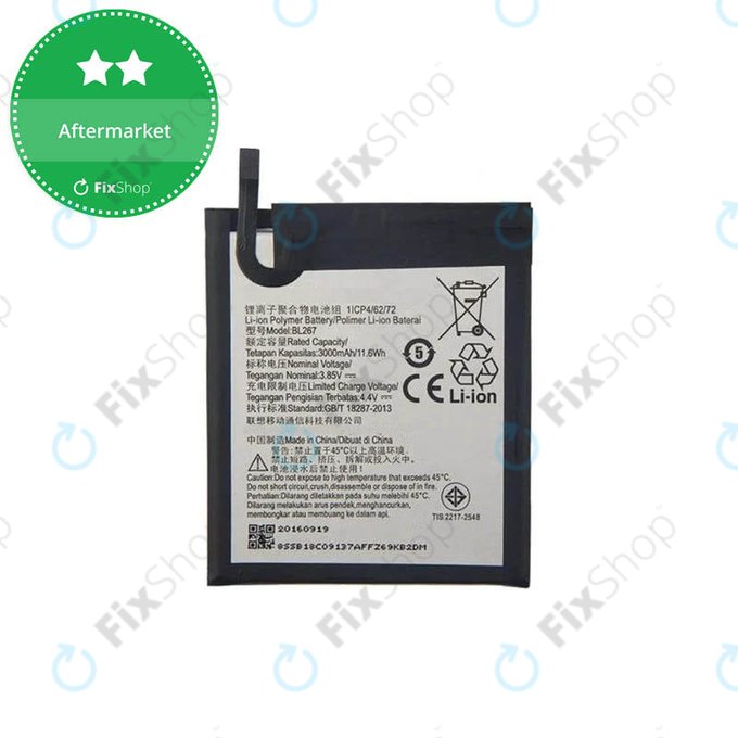 Bateria do Lenovo K6 K33a48, BL267, 3000mAh