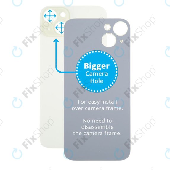 Tylne szklo obudowy z wieksza dziura na aparat do iPhone 15 Plus, Zólty, Yellow