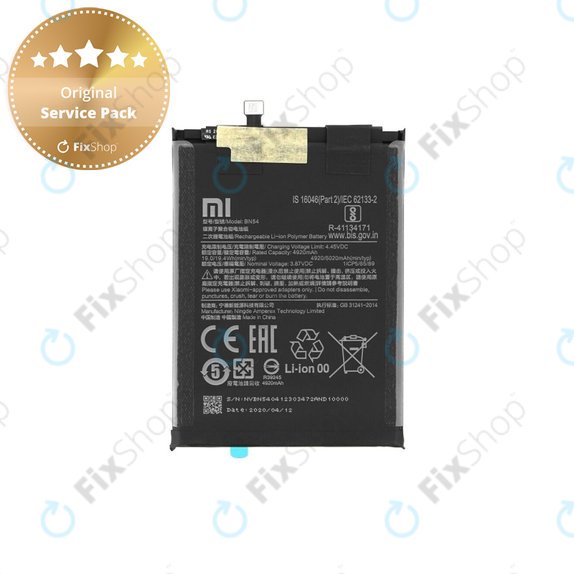 Bateria do Xiaomi Redmi 9, Note 9, BN54, 5020mAh, 460200001J1G, 460200003P1G, Genuine Service Pack