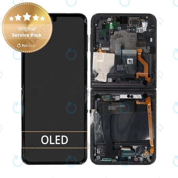 Wyświetlacz do Samsung Z Flip 4 F721B, Ekran dotykowy z ramką, GH82-29440A, GH82-30238A, GH82-30239A, GH82-29441A, Grafitowy, Graphite, Genuine Service Pack
