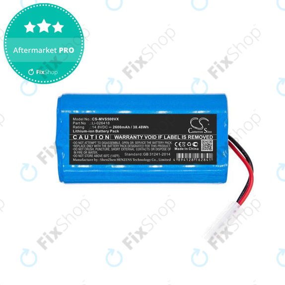 Bateria do Xiaomi Essential (Mijia G1), Flyco FC-seria, myVacBot SN500, Panasonic MC-seria, Phicomm X3, Puppy R-seria, Li-026418, Li-Ion, 14,8V 2600mAh, HQ