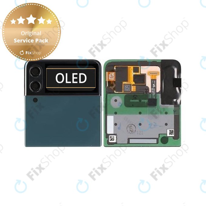 Wyświetlacz (Out) do Samsung Z Flip 3 F711B, Ekran dotykowy z ramką, GH97-26773C, Zielony, Green, Genuine Service Pack