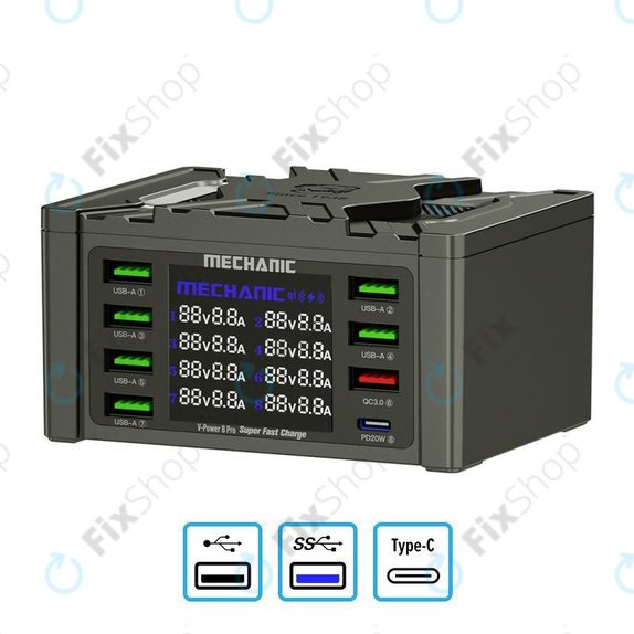 Stacja ladujaca USB z USB-C, USB 3.0, Mechanic V-Power 8 Pro