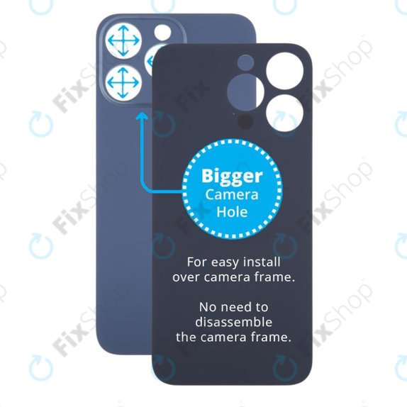 Tylne szklo obudowy z wieksza dziura na aparat do iPhone 15 Pro Max, Blue Titanium
