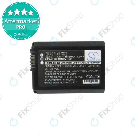 Bateria do Sony Alpha-series, DLSR-series, ILCE-series, NEX-series, SLT-series, NP-FW50, Li-Ion, 1080mAh, HQ