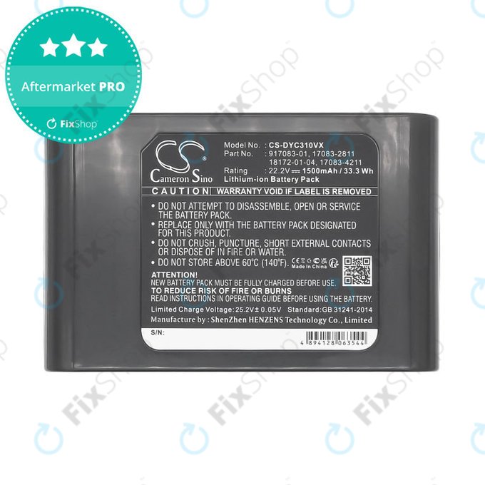 Bateria do Dyson DC31, DC34, DC35, DC44, 1500mAh, Li-Ion, 22.2V, 17083-2811, HQ
