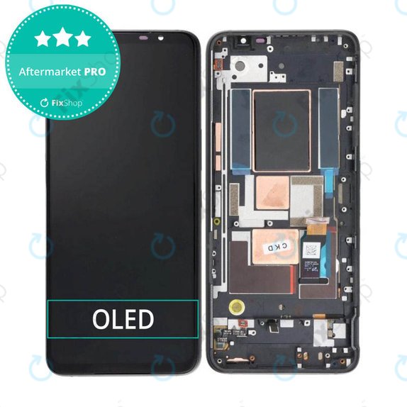 Wyświetlacz OLED do Asus ROG Phone 5s ZS676KS, 5s Pro ZS676KS-1A, Ekran dotykowy z ramką, Phantom Black