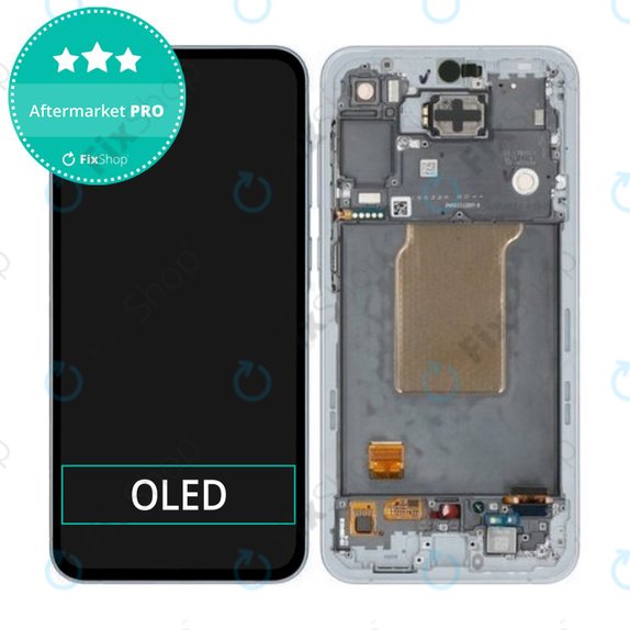 Wyświetlacz OLED do Samsung A55 A556B, Ekran dotykowy z ramką, Awesome Iceblue