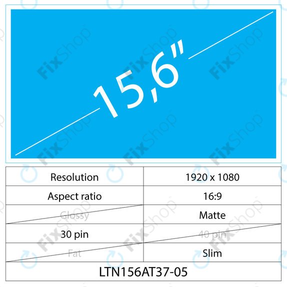 Wyświetlacz 15.6" LCD Slim Matte, 30 pin, Full HD