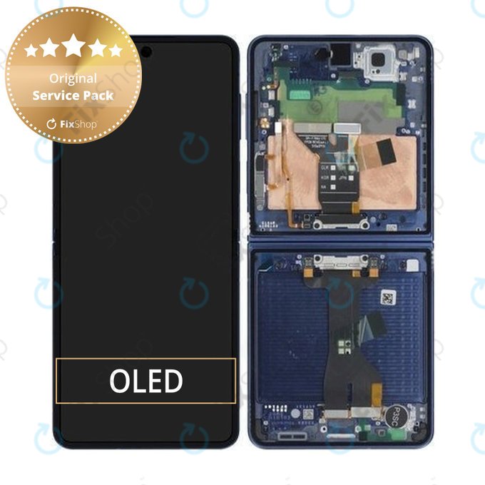 Wyświetlacz LCD + ekran dotykowy + ramka do Samsung Z Flip 7 F766B, Blue Shadow, GH82-37581A, Genuine Service Pack