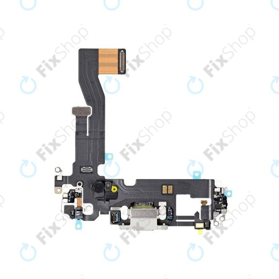 Złącze ładowania z taśmą flex do iPhone 12, 12 Pro, Bialy, White