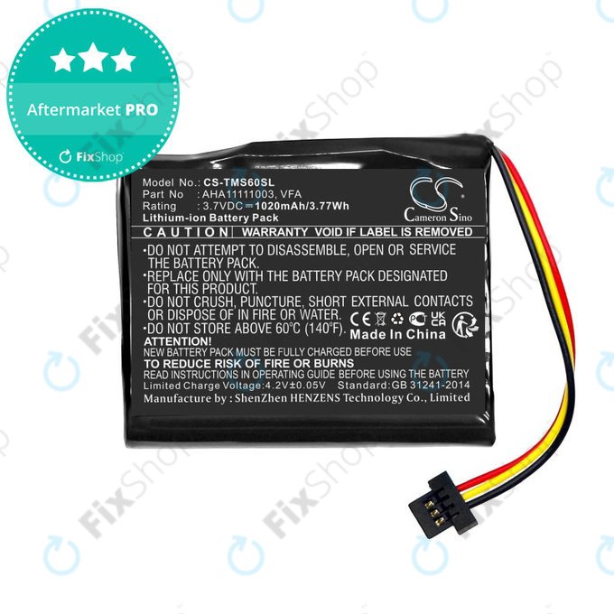 Bateria do TomTom Start 60, 1020mAh, Li-Ion, 3.7V, VFA, HQ