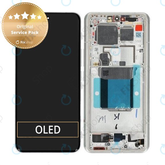 Wyświetlacz do Xiaomi 14 Ultra, Ekran dotykowy z ramką, Biały, White, 56000600N100, Genuine Service Pack