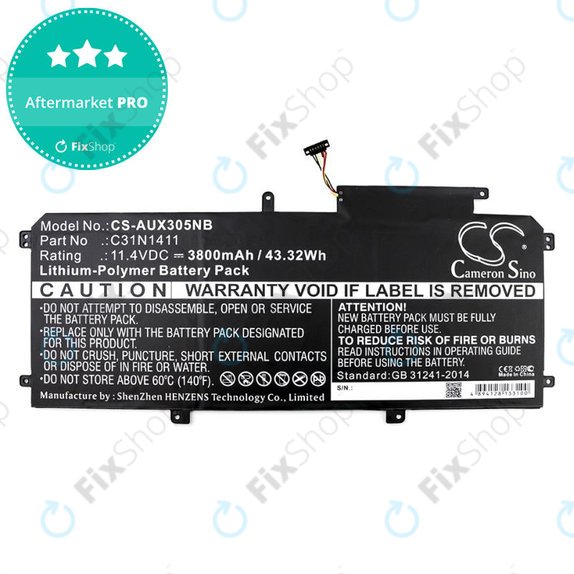 Bateria do Asus Zenbook UX305, 3800mAh, Li-Pol, 11.4V, C31N1411, HQ