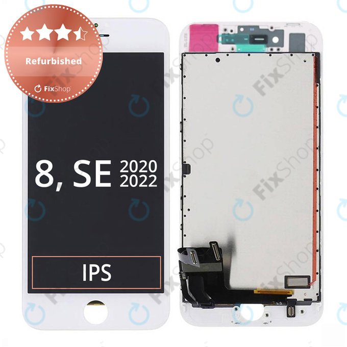 Wyświetlacz dla iPhone 8, SE (2020), SE (2022), White, Ekran dotykowy z ramką, Refurbished