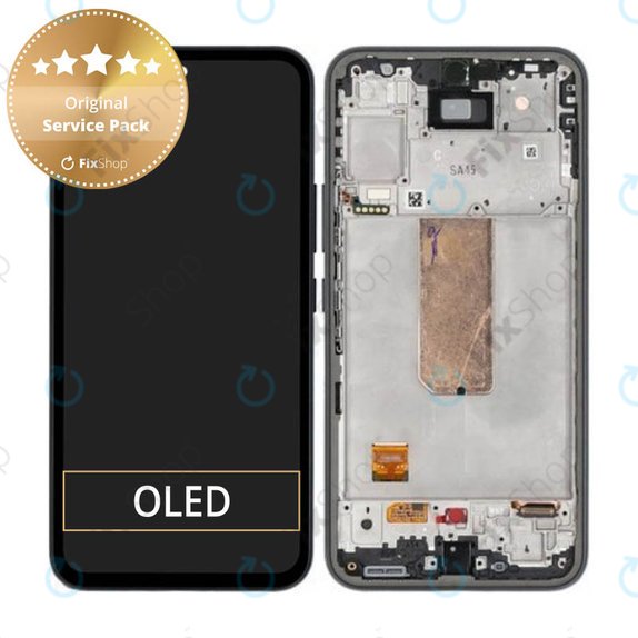 Wyświetlacz do Samsung A54 5G A546B, Ekran dotykowy z ramką, GH82-31231A, GH82-31232A, Czarny, Black, Genuine Service Pack