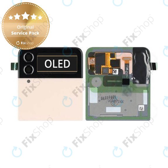 Wyświetlacz (External) do Samsung Z Flip 4 F721B, Ekran dotykowy z ramką, GH97-27947C, Pink Gold, Genuine Service Pack