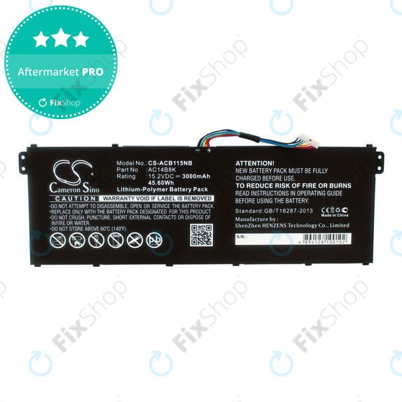 Bateria do Acer Aspire 5, 7 E5, V3, Chromebook 11, 13, 15, 3000mAh, Li-Pol, 15.2V, AC14B18K, HQ