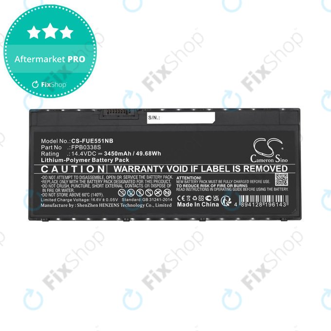 Bateria do Fujitsu Lifebook E4411, E448, E458, 3450mAh, Li-Pol, 14.4V, FPB0338S, HQ