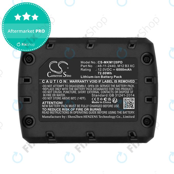 Bateria do Milwaukee M12 Redlithium XC 4.0, 6000mAh, Li-Ion, 12V, M12 B3 XC, M12 B4 XC, HQ