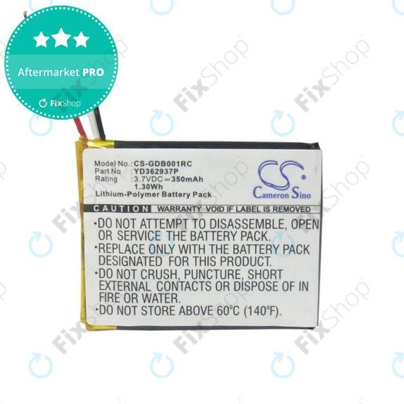 Bateria do GoPro Wifi Remote, 350mAh, Li-Pol, 3.7V, YD362937P, HQ
