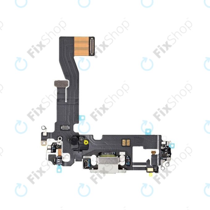 Złącze ładowania z taśmą flex do iPhone 12, 12 Pro, Bialy, White