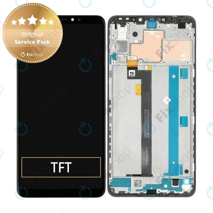 Wyświetlacz do Xiaomi Mi Max 3, Ekran dotykowy z ramką, 560610042033, Czarny, Black, Genuine Service Pack