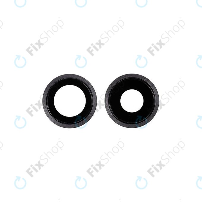 Szklo obiektywu tylnej kamery z ramka (2szt) do iPhone 11, Czarny, Black