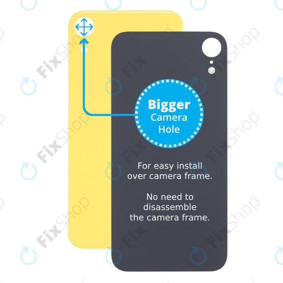 Tylne szklo z duza dziura na aparat do iPhone XR, Zólty, Yellow