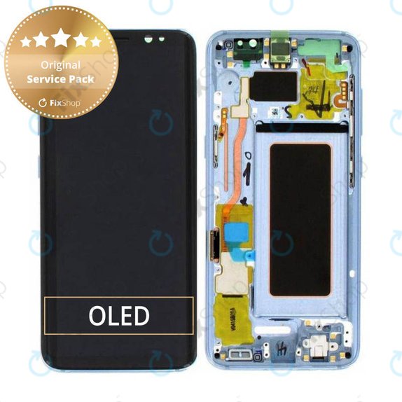 Wyświetlacz do Samsung S8 G950F, Ekran dotykowy z ramką, GH97-20457D, GH97-20473D, GH97-20458D, GH97-20629D, Coral Blue, Genuine Service Pack