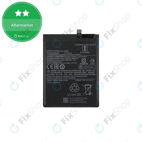 Bateria do Xiaomi Mi 10T 5G, Mi 10T Pro 5G, BM53, 5000mAh
