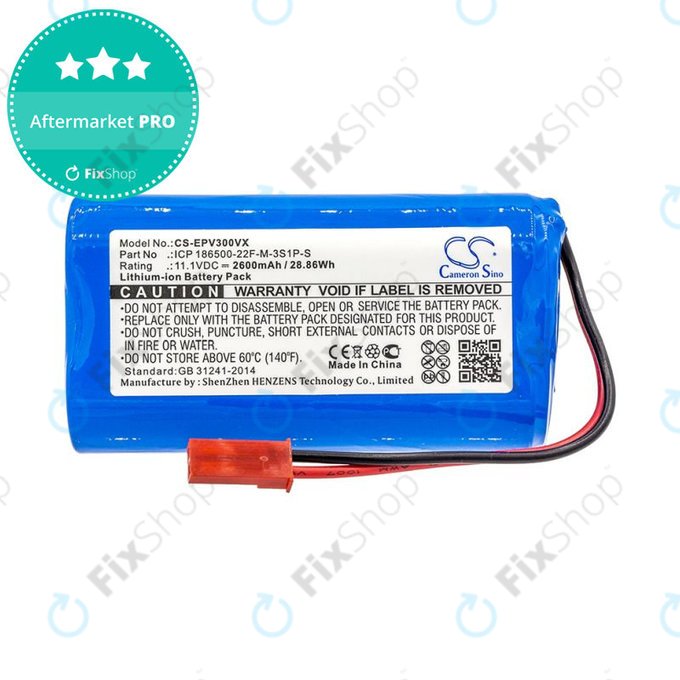 Bateria do Electropan ilife V5, V5s, 2600mAh, Li-Ion, 11.1V, ICP 186500-22F-M-3S1P-S, HQ