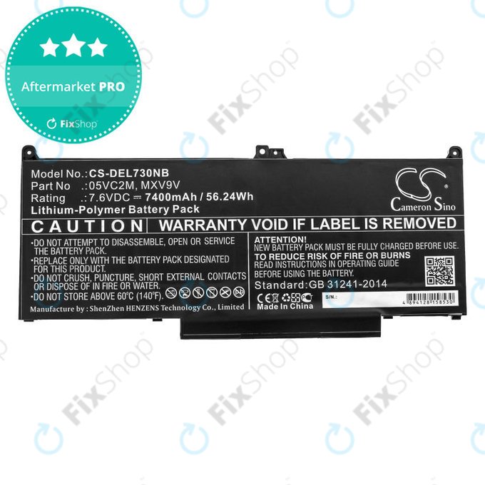 Bateria do Dell Latitude 13 7300, 14 7400, 7400mAh, Li-Pol, 7.6V, 05VC2M, HQ
