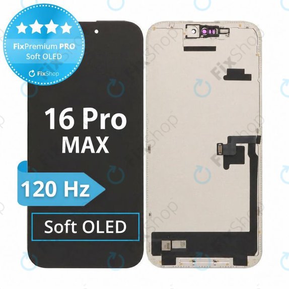 Wyświetlacz Soft OLED 120Hz dla iPhone 16 Pro Max, Ekran dotykowy z ramką, FixPremium PRO