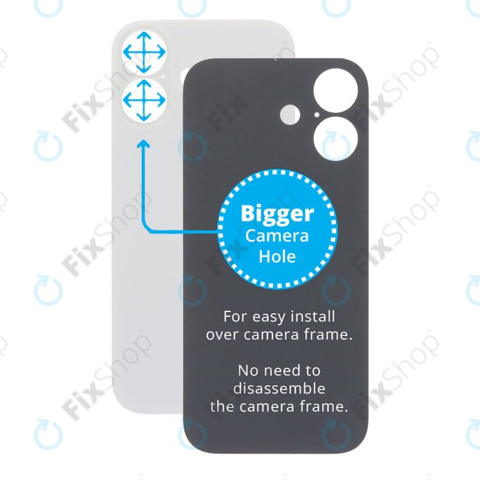 Tylne szklo obudowy z wieksza dziura na aparat do iPhone 17, White