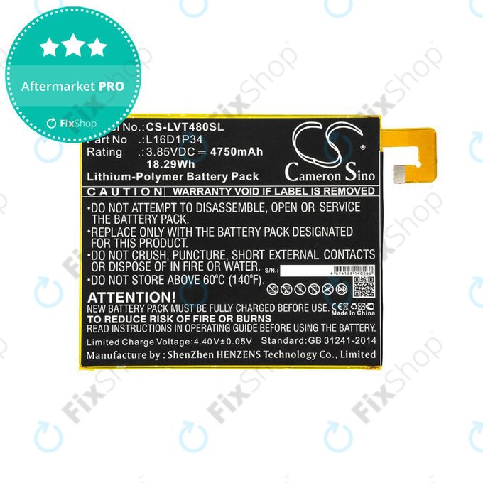 Bateria do Lenovo Tab4 8, 4750mAh, Li-Pol, 3.85V, L16D1P34, HQ