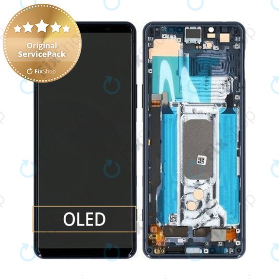 Wyświetlacz do Sony Xperia 5 II, Ekran dotykowy z ramką, A5024934A, Niebieski, Blue, Genuine Service Pack
