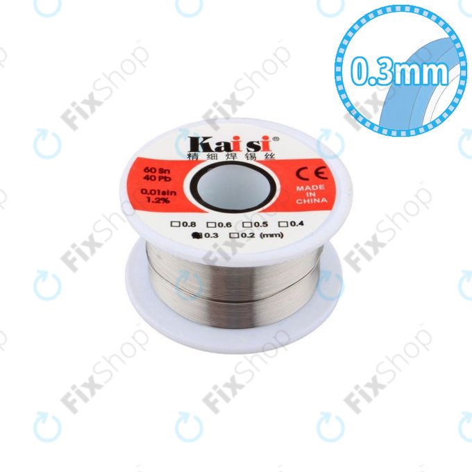 Drut lutowniczy do precyzyjnych prac Sn/Pb – 0.3mm (50g), Kaisi