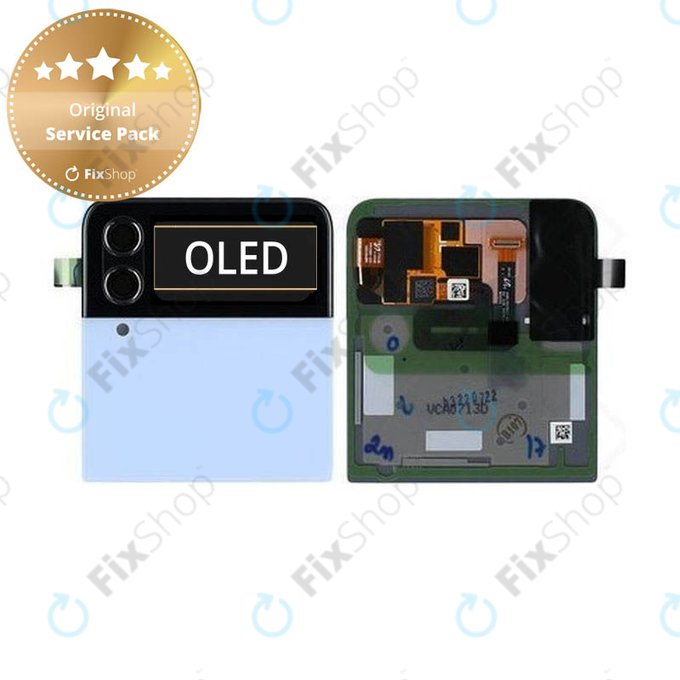 Wyświetlacz (External) do Samsung Z Flip 4 F721B, Ekran dotykowy z ramką, GH97-27947D, Niebieski, Blue, Genuine Service Pack