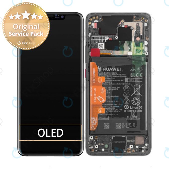Wyświetlacz do Huawei Mate 20 Pro, Ekran dotykowy z ramką i baterią, 02352FRL, Czarny, Black, Genuine Service Pack