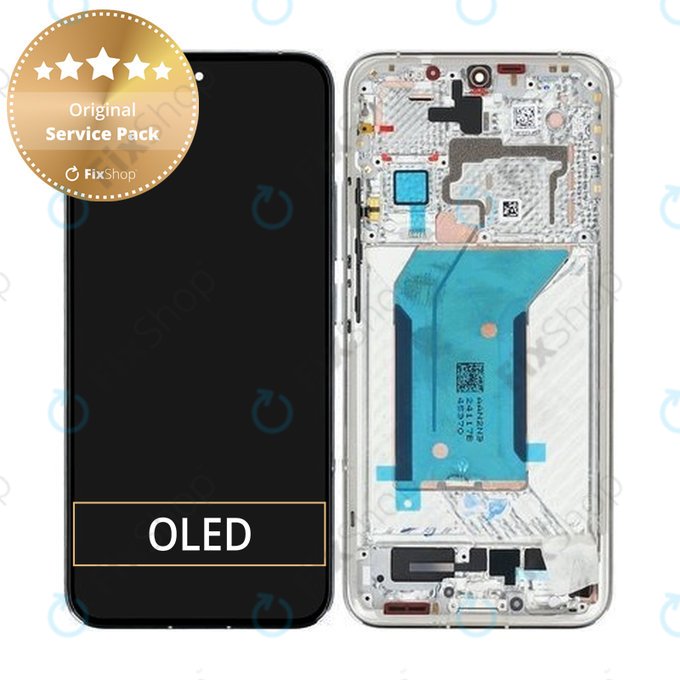 Wyświetlacz do Xiaomi 14 23127PN0CC, Ekran dotykowy z ramką, Biały, White, 56000500N300, Genuine Service Pack