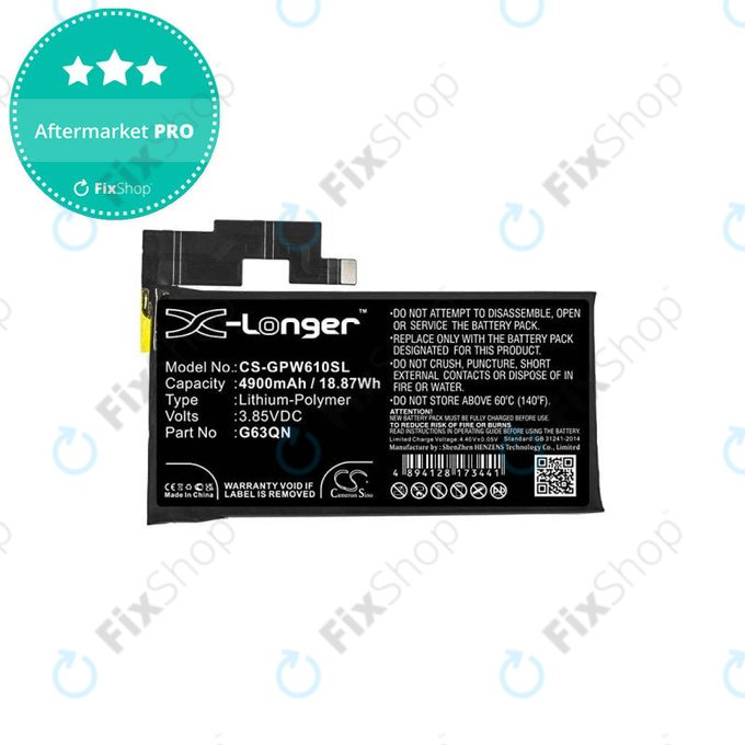 Bateria do Google Pixel 6 Pro, G63QN, 4900mAh, HQ